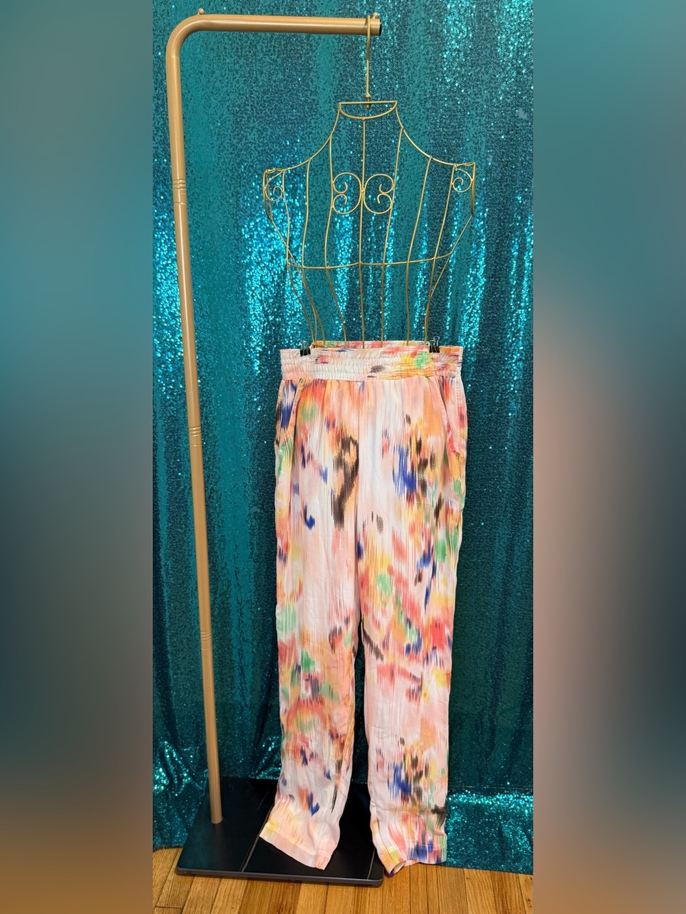 Girls' Multicolor Printed Elastic Waist Pants